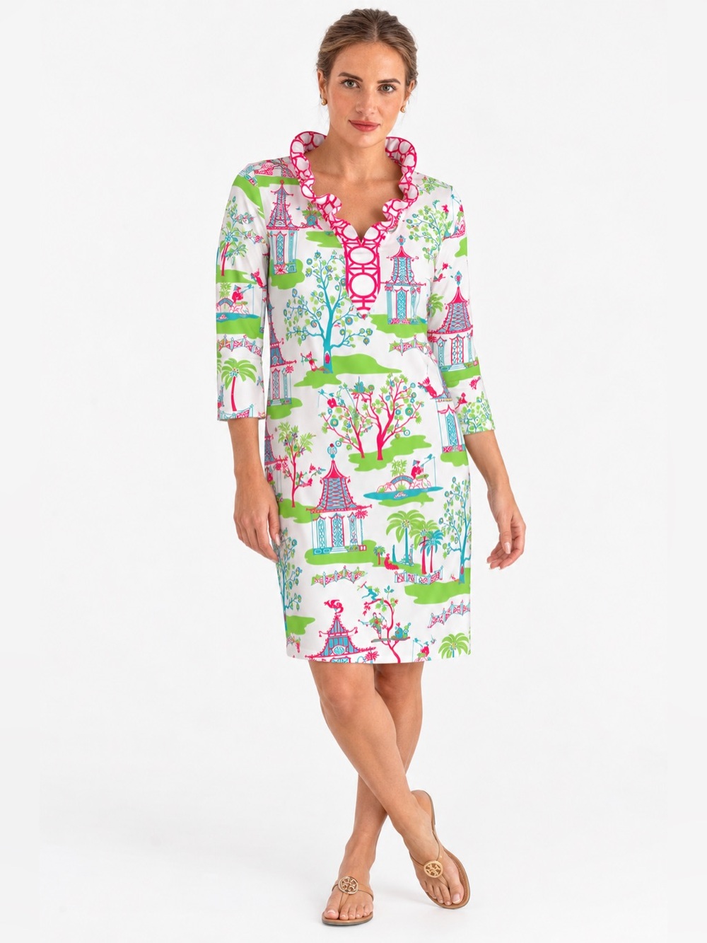 Gretchen Scott Ruffleneck Dress - Japanese Pagoda Paradise
